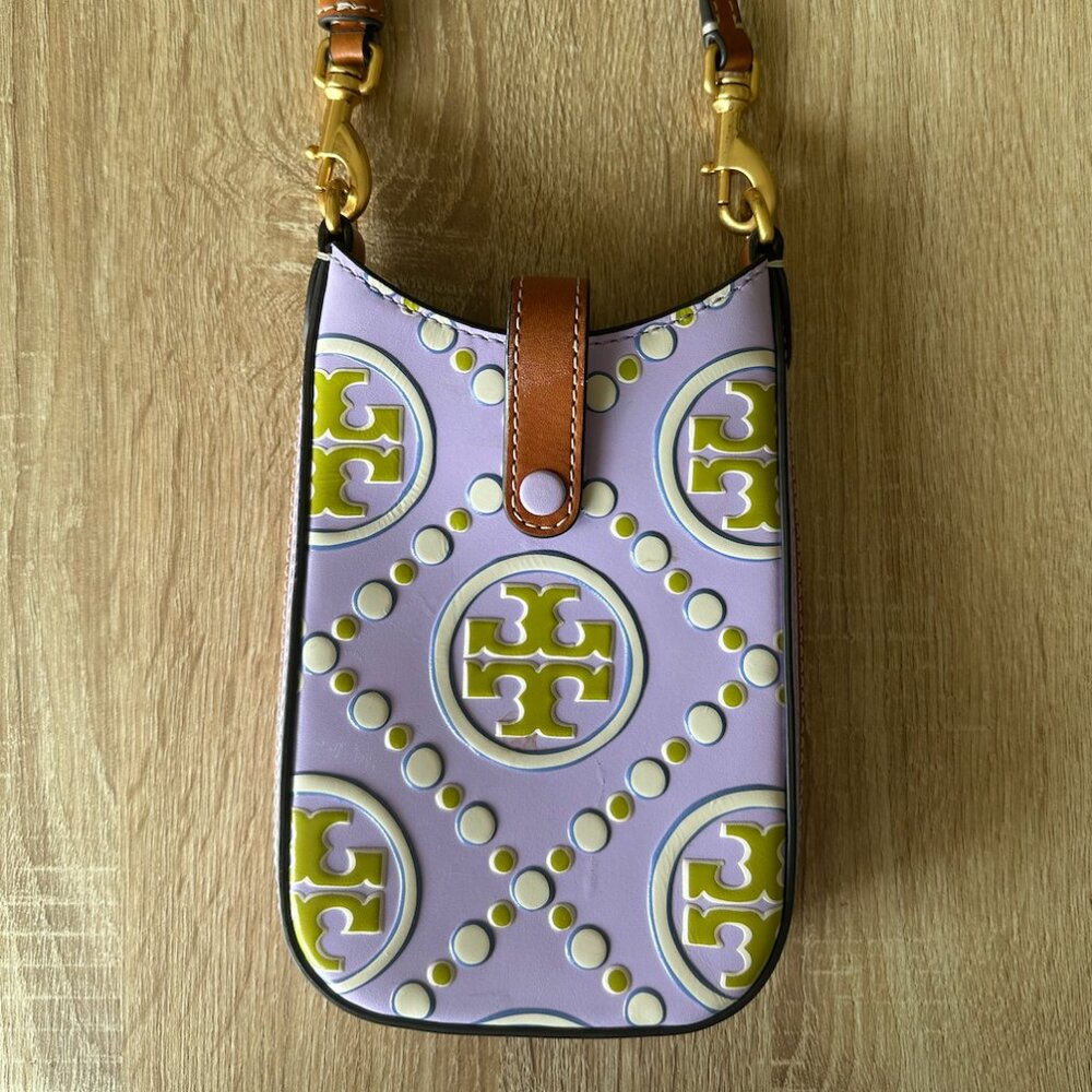 Tory Burch T MONOGRAM EMBOSSED mini phone crossbody handbag